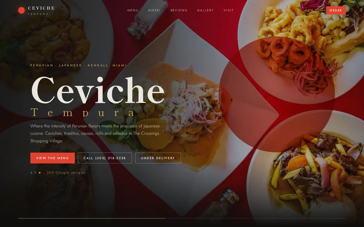 Sample website preview: Ceviche Tempura