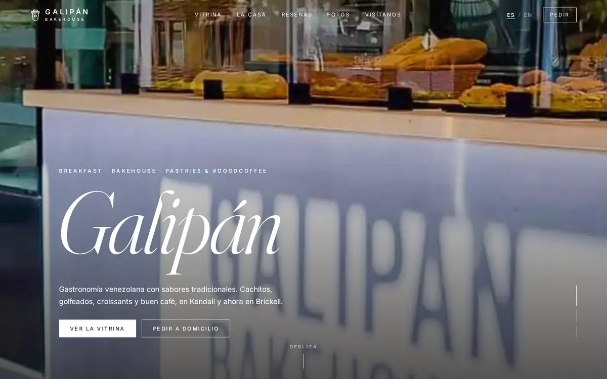 Sample website preview: Galipán Bakehouse