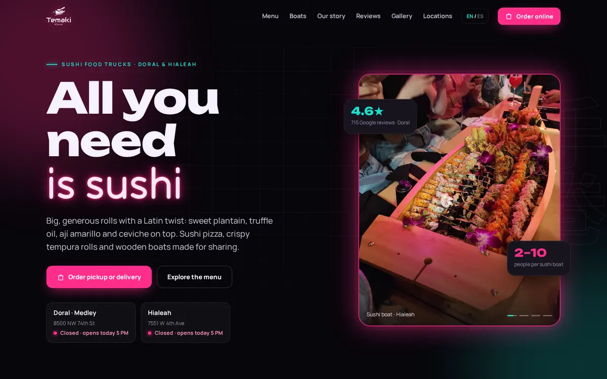 Sample website preview: Temaki Sushi
